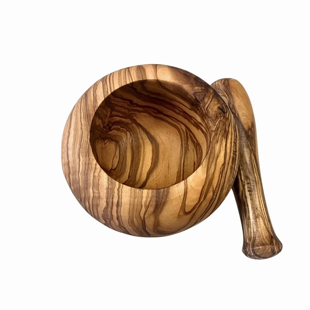 Morter klassisk, diameter 13,5cm, dybde 7cm i oliventræ