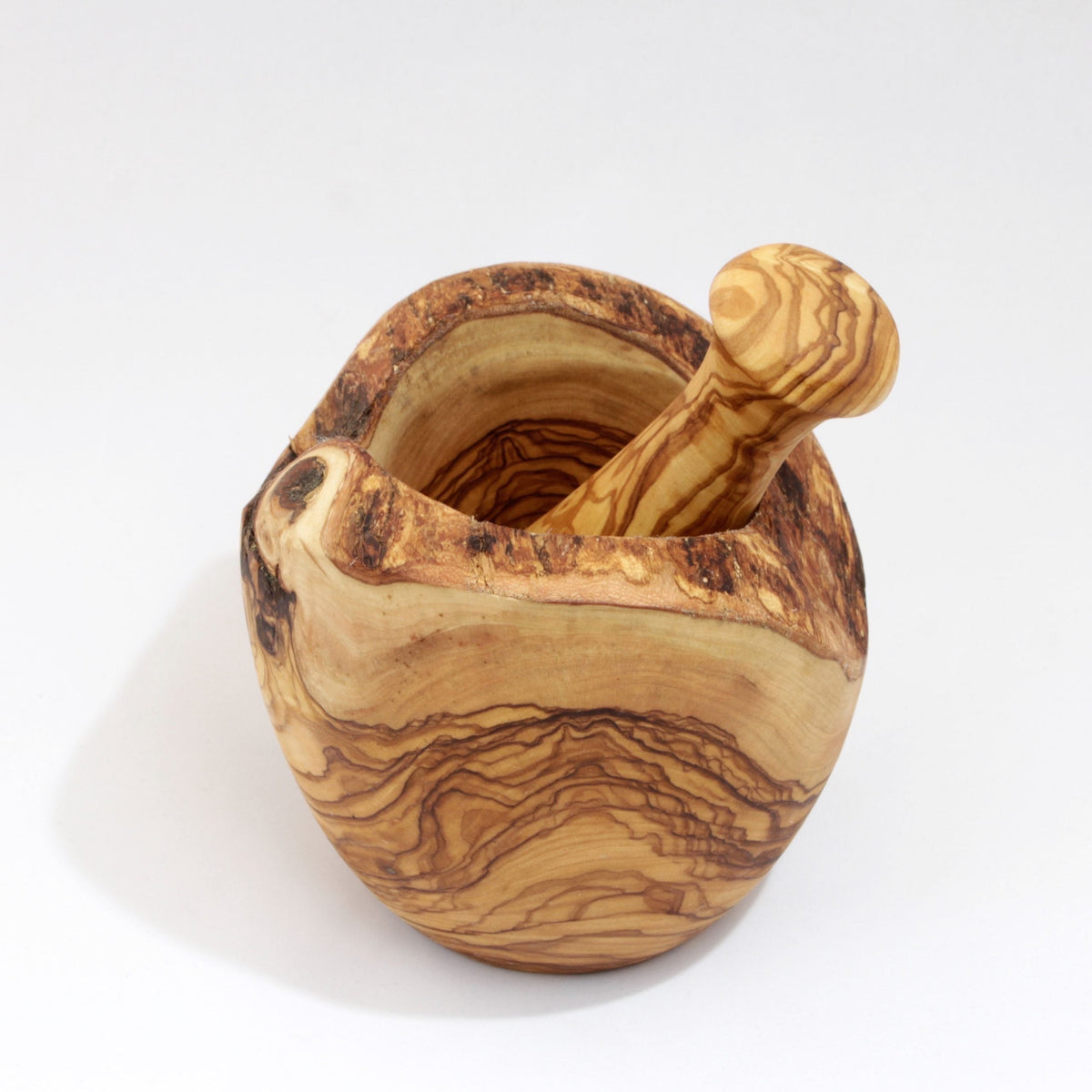 Morter rustik diameter 14cm i oliventræ