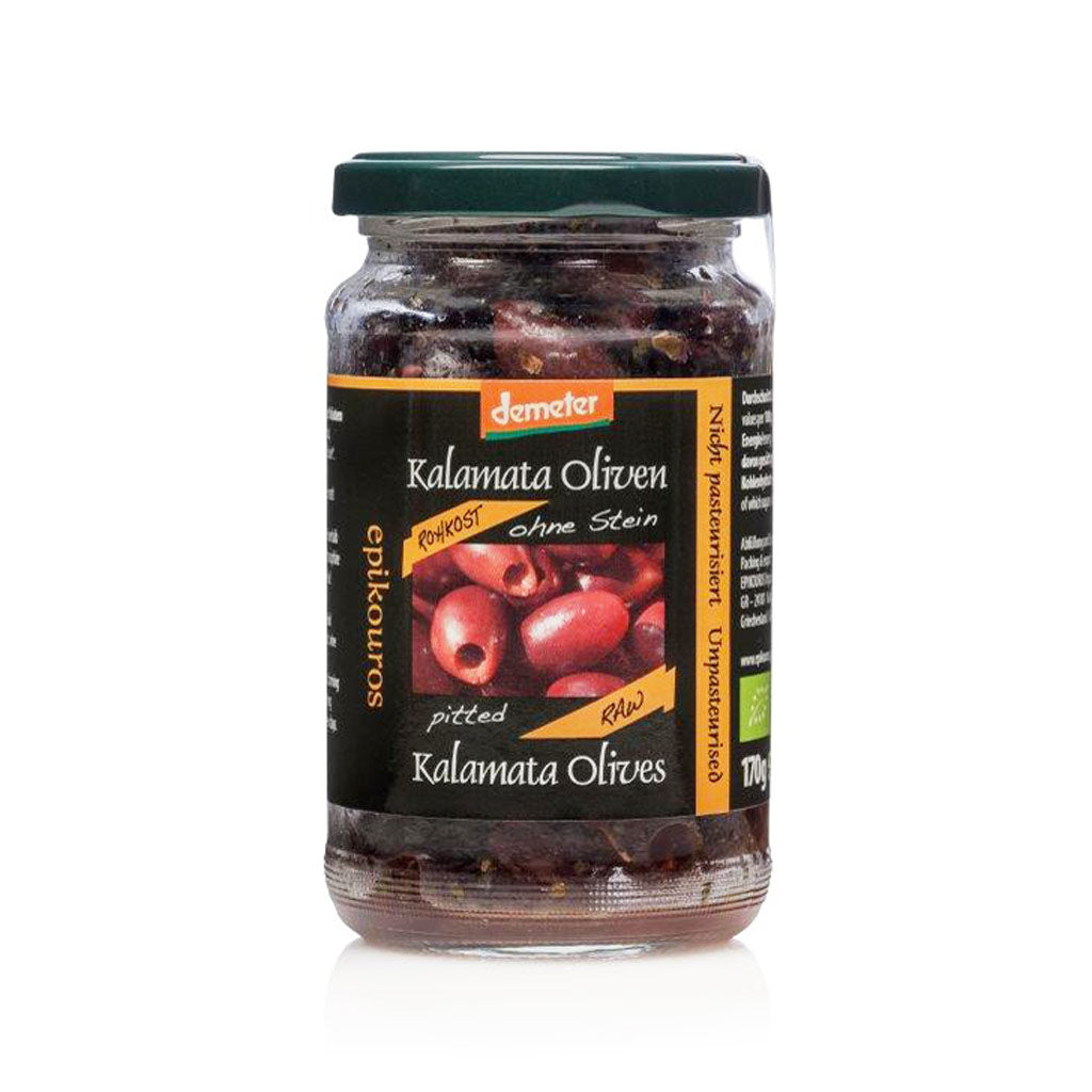 Biodynamiske Kalamataoliven uden sten uopvarmede – 170 gram