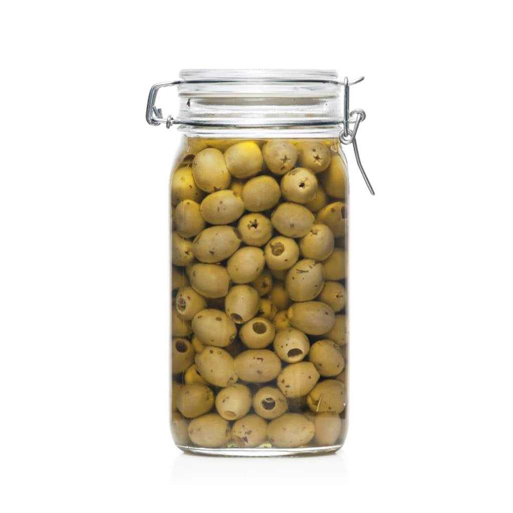 Økologiske grønne oliven uden sten, uopvarmede – 1,5 kg