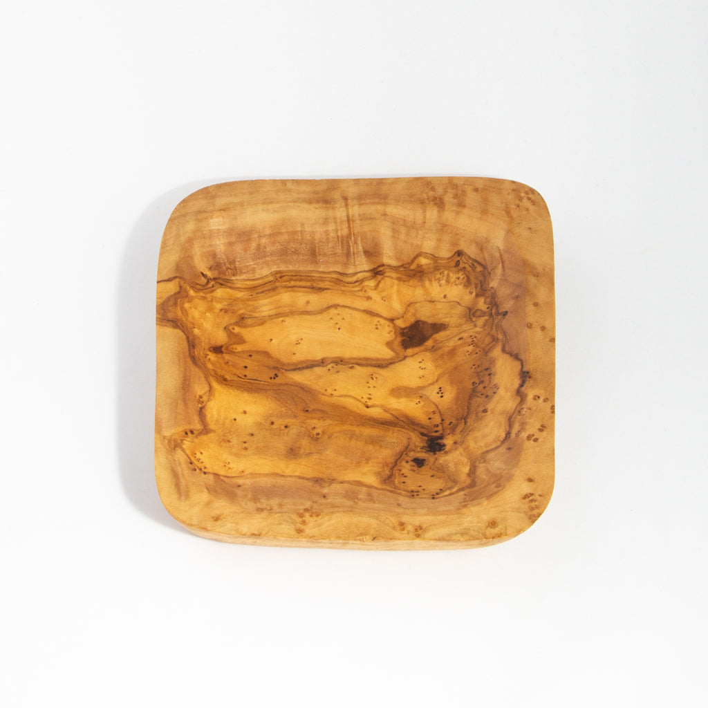 Kvadratisk fad, 13 x 13 cm i oliventræ
