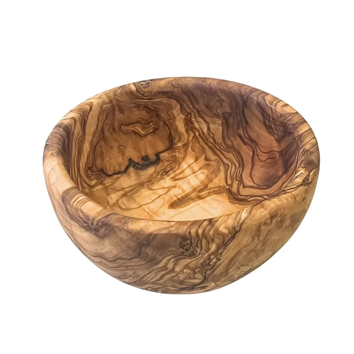Rund drejet skål, diameter 10cm, dybde 4,2 cm i oliventræ