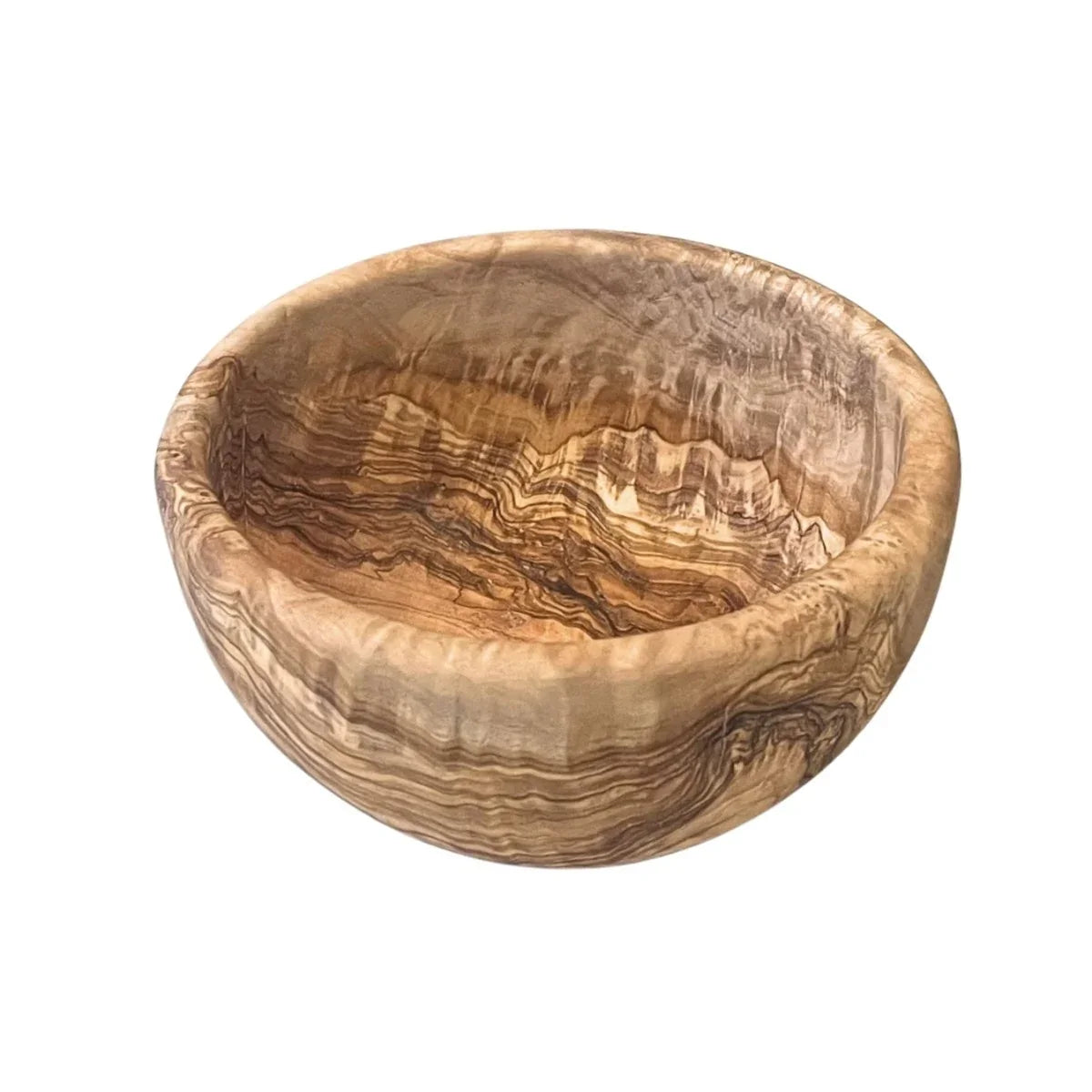 Rund drejet skål, diameter 10cm, dybde 4,2 cm i oliventræ