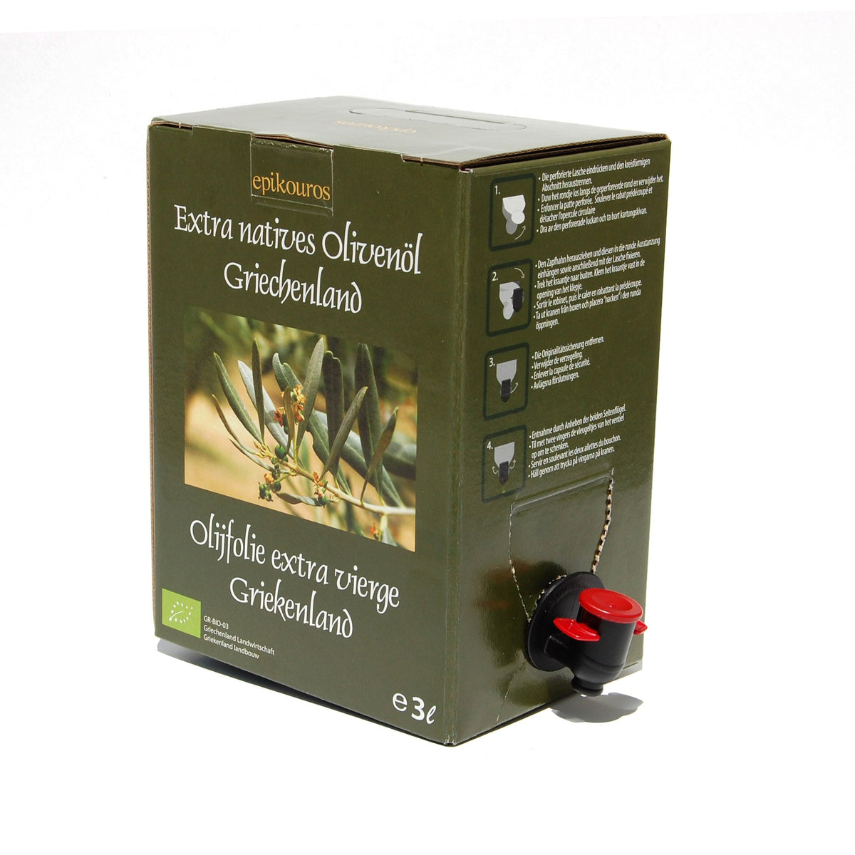 Biodynamisk ekstra jomfru olivenolie – "Bag in box", 3 liter Bag-in-Box