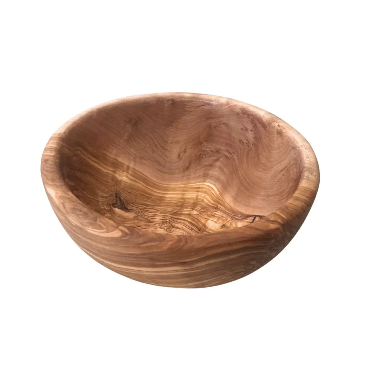 Rund drejet skål, diameter 23 cm, dybde 8 cm, UNIKA i oliventræ