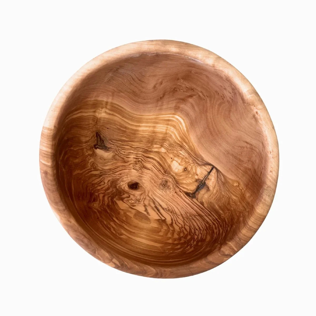 Rund drejet skål, diameter 23 cm, dybde 8 cm, UNIKA i oliventræ