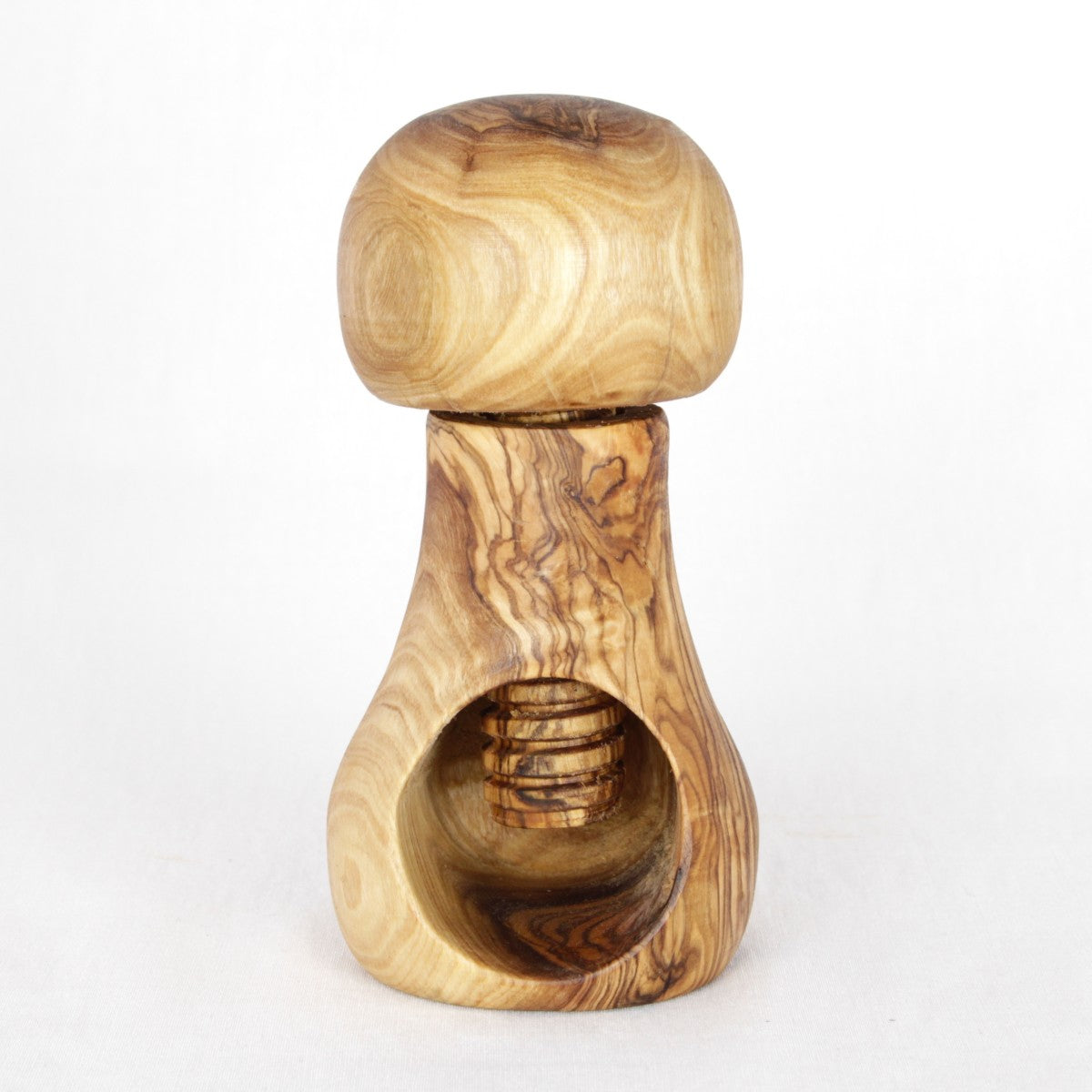 Nøddeknækker højde 12,5 cm, diameter 6,5 cm i oliventræ