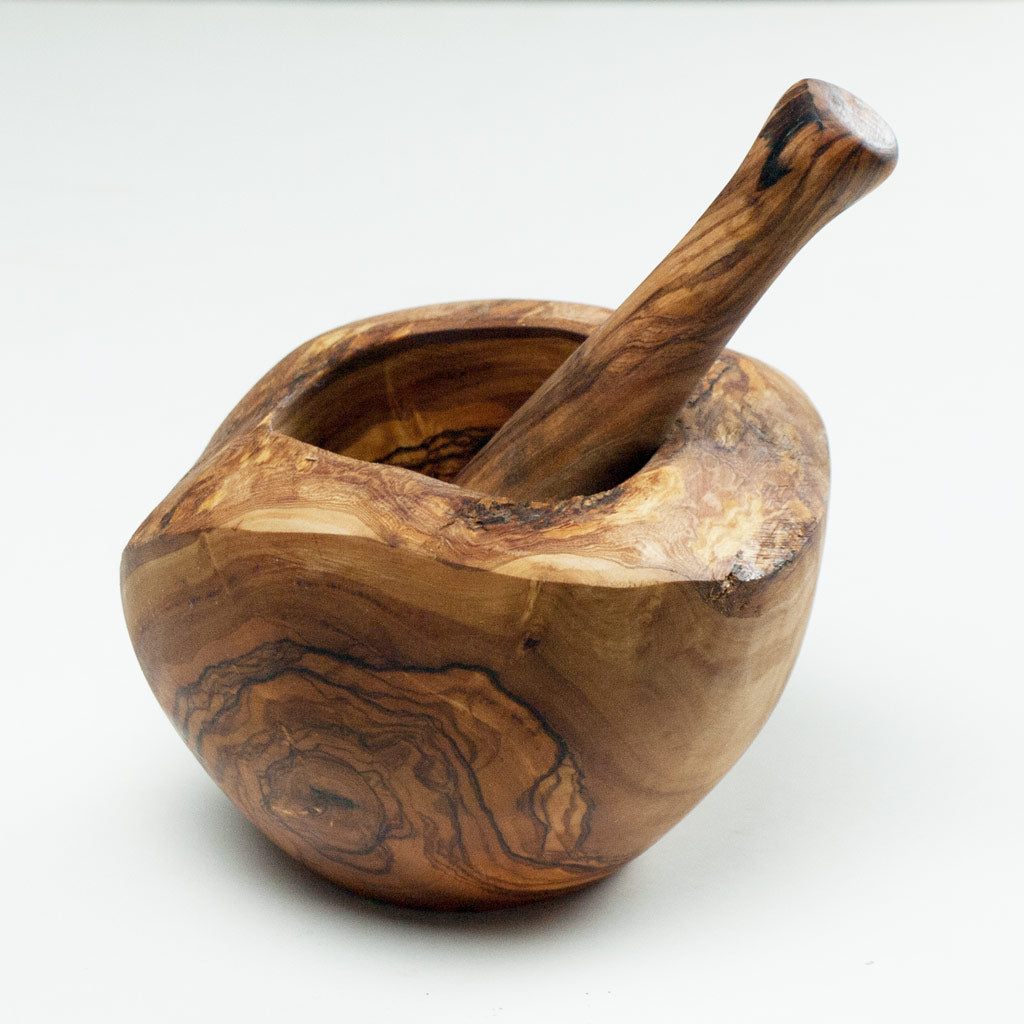 Morter rustik diameter 14cm i oliventræ