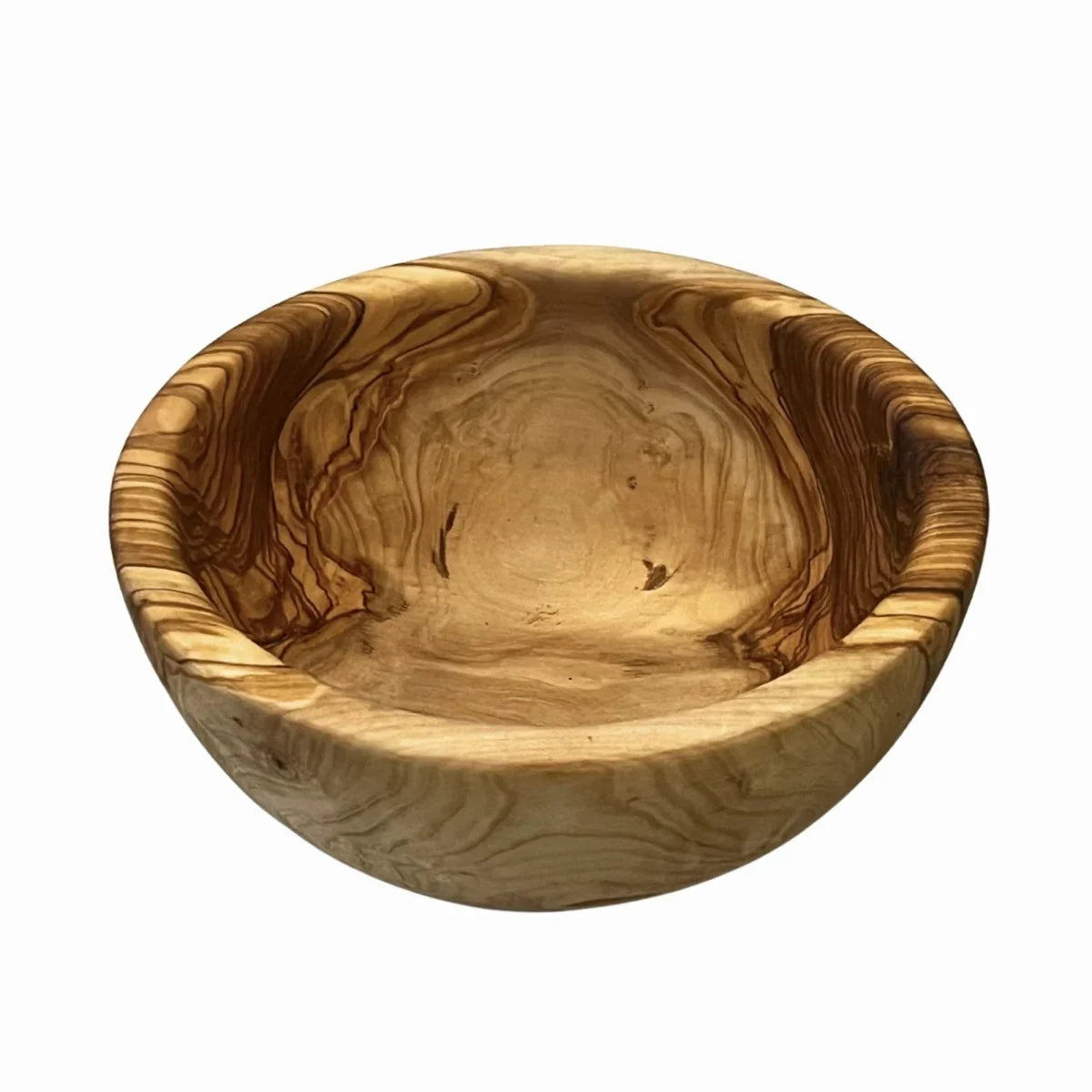 Rund drejet skål, diameter 22 cm, dybde 8 cm, UNIKA i oliventræ