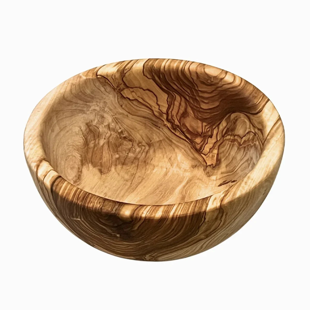 Rund drejet skål, diameter 22 cm, dybde 8 cm, UNIKA i oliventræ