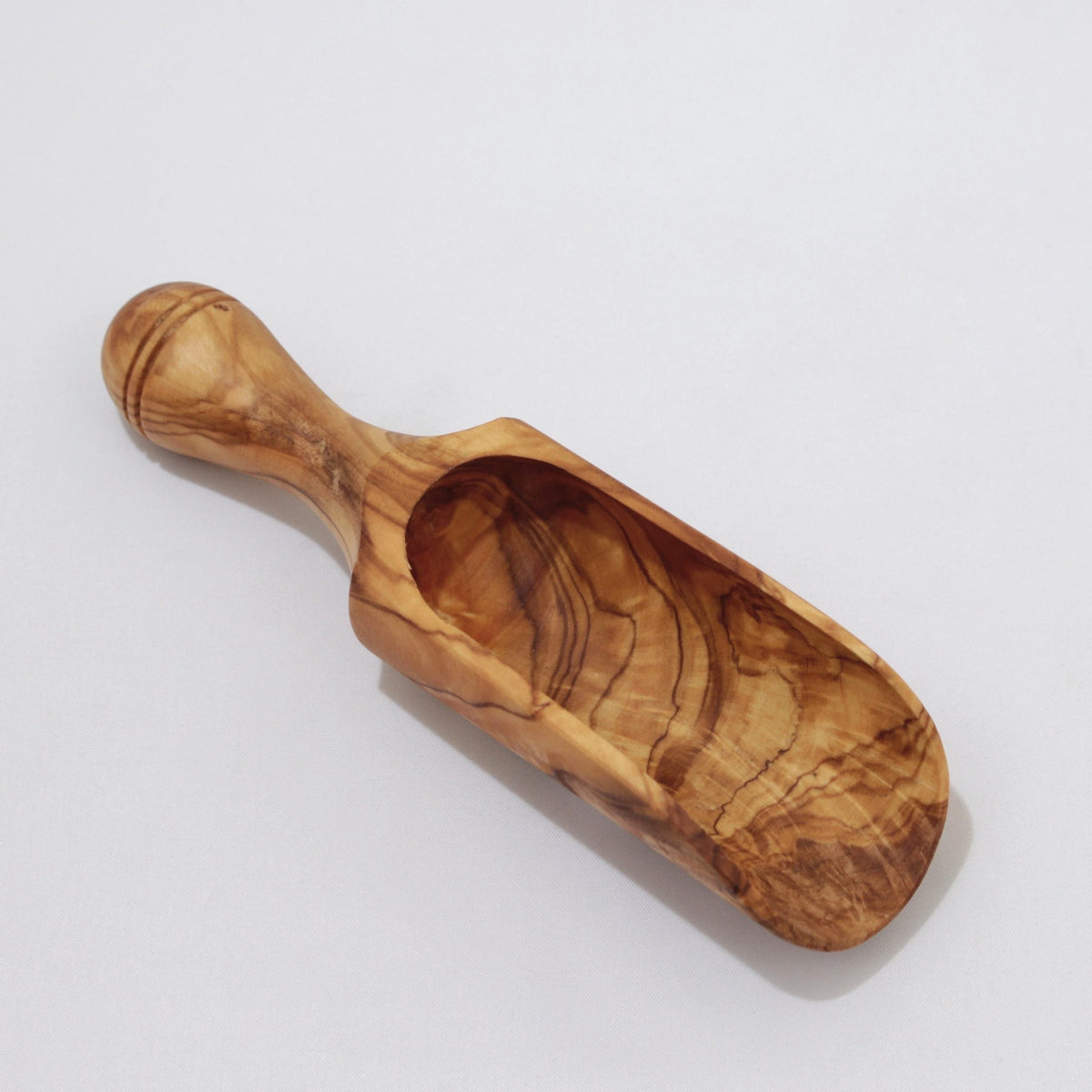 Skuffeske, stor, 12 cm i oliventræ