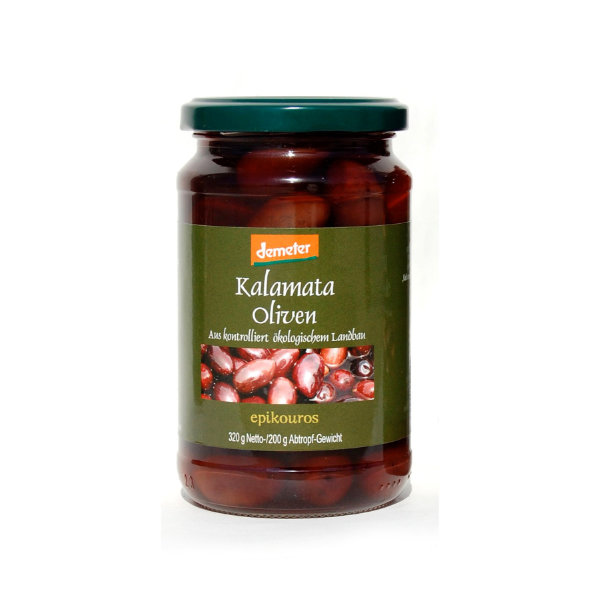Billede af Kalamata oliven i lage 200 g, biodynamisk